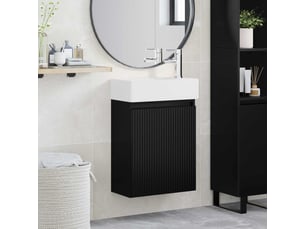 Meuble de rangement salle de bain avec robinet noir 45.5x22.5x84 cm shl1954
