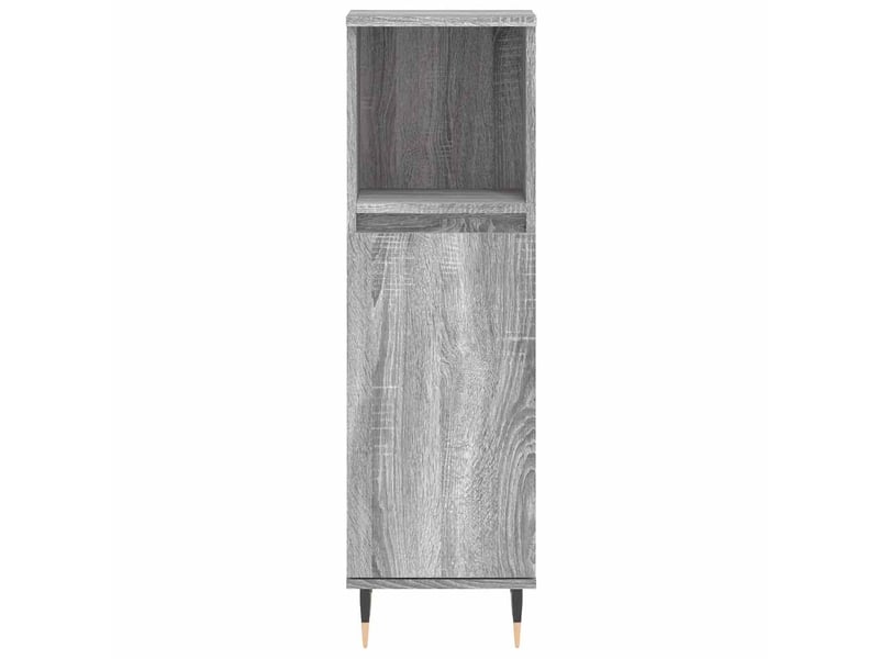  Meuble salle de bain rangement, commode sonoma gris 30x30x100 cm shl5087  - Conforama E