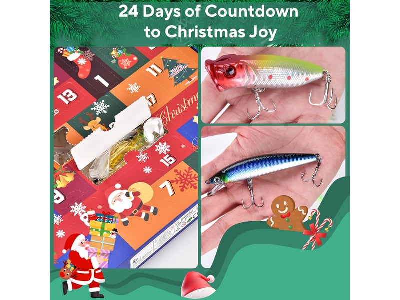  Calendrier de l’avent pêche 2026, 24 jours de leurres et équipement de pêche, cadeau de noël pour homme et pêcheur  - Conforama D