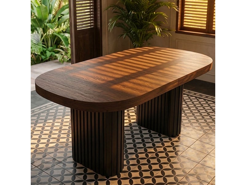 Table ovale extensible 110-260cm pieds design buxton bois noisette Buxton - Conforama C