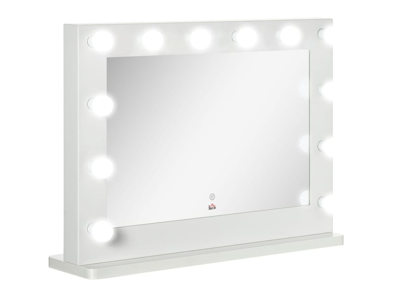  Miroir hollywood 80x60 cm à led, interrupteur tactile, fonction mémoire, métal blanc  - Conforama A