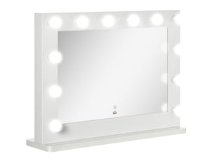 Miroir hollywood 80x60 cm à led, interrupteur tactile, fonction mémoire, métal blanc
