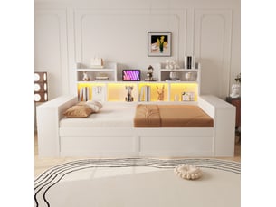 Lit banquette 90x200 cm <strong>MODFU</strong> <strong></strong> coloris blanc