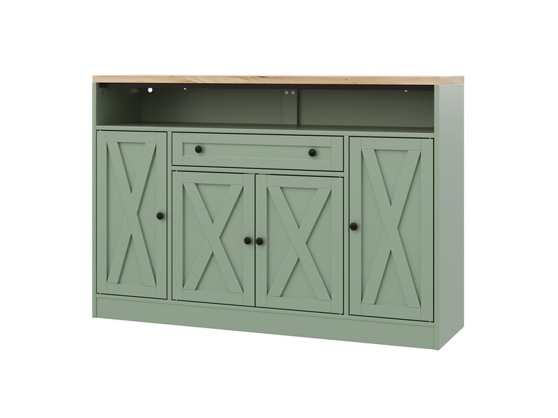  Meuble de cuisine muvano vert, buffet avec quatre portes, tiroir et led rgb, 140 × 35 × 95 cm  - Conforama A