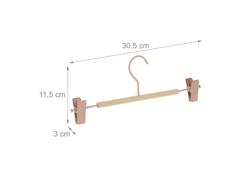  Lot de 10 cintres à pantalons avec pinces réglables pratiques pour jupes shorts design sobre en bois rose 13_0010855  - Conforama C