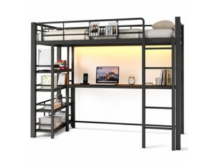 Lit mezzanine 140x200 cm <strong>STILVORA</strong> <strong></strong> coloris noir