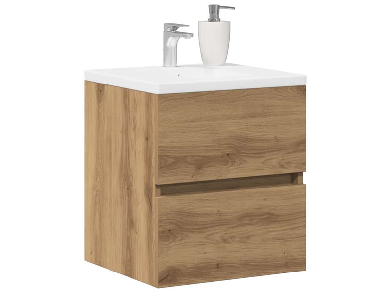  Meuble sous-vasque salle de bain en chêne massif 41x38.5x45cm bois d'ingénierie  - Conforama D