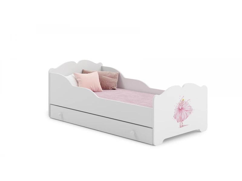  Lit enfant anna +szu avec tiroir de rangement 140x70 princesse avec matelas ANNA +SZU 140x70 KSIEZNICZKA - Conforama A