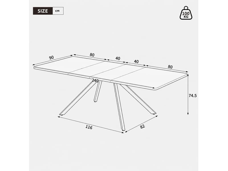 Table à manger extensible 160200240x90x74,5 cm 6 à 10 personnes chêne clair - Conforama C