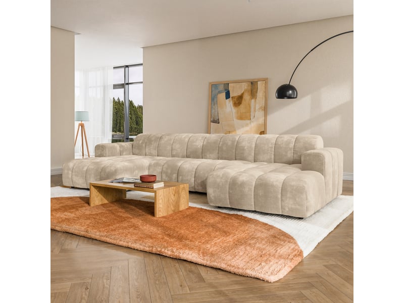 Canapé d'angle aenis, tissu chenille crème - Conforama B