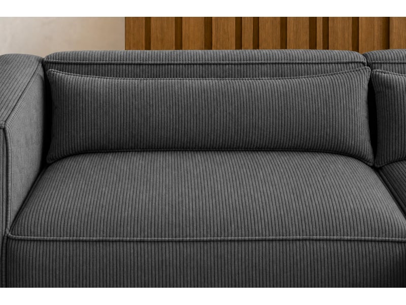  Tilos - canapé d'angle petit velours côtelé 4 places gris foncé gauche  - Conforama E