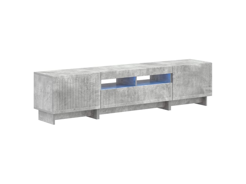  Meuble tv - banc tv - meuble de rangement led 5 pièces gris béton bois d'ingénierie  - Conforama A