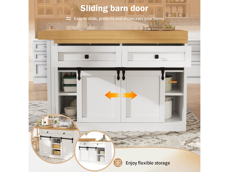  Îlot de cuisine, 120x40x72 cm, rangement intégré, tiroirs, en métal, blanc cao-N620ZG260612W-conf-NEW - Conforama R