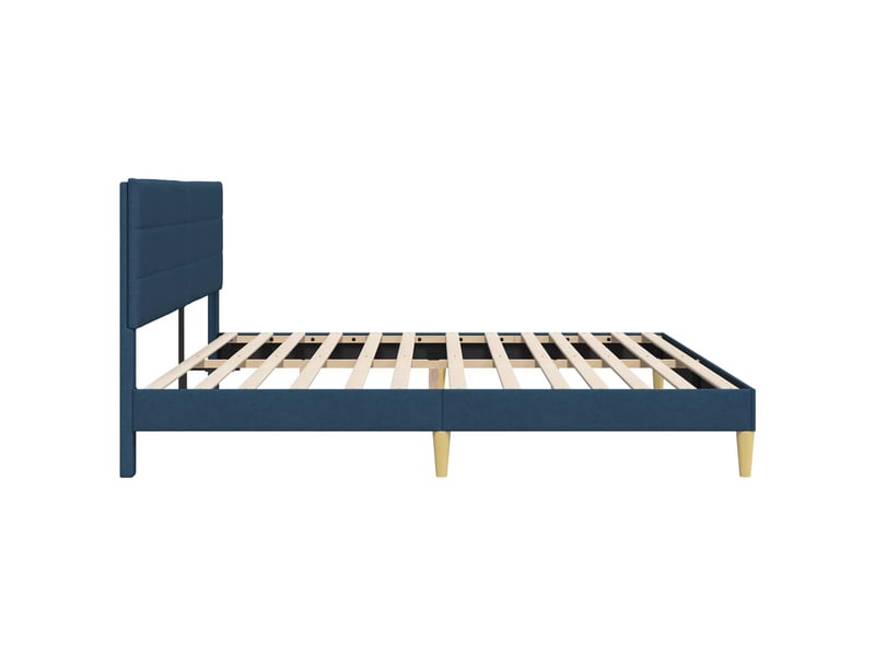  Lit double- lit adulte -  cadre de lit avec tête de lit bleu 200 x 200 cm tissu  - Conforama D