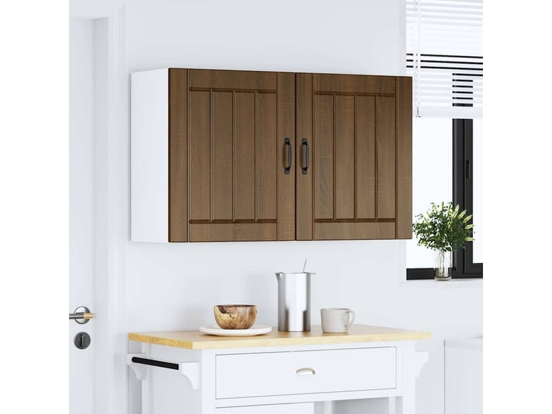  Meuble de rangement, armoires murales de cuisine lucca en bois d'ingénierie chêne brun  - Conforama C