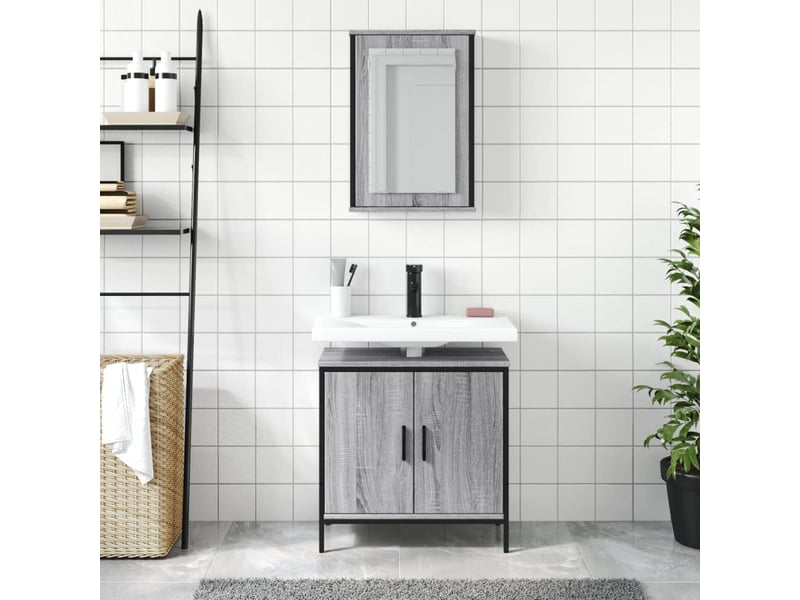 Ensemble de meubles de salle de bain 2 pcs sonoma gris cf63635 - Conforama C