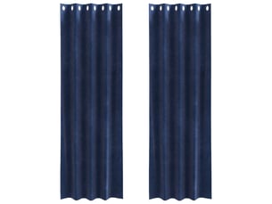 Lot de 2 rideaux, rideaux de fenêtre bleu foncé 140 x 225 cm velours cf43992