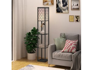 Lampadaire 26x26x160 cm avec trois compartiments ouverts mdf noir