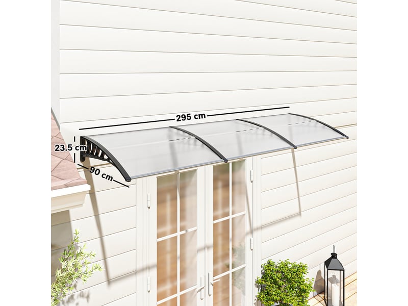  Auvent extérieur incurvé avec vis et boulons inclus, en polycarbonate, pp et aluminium, 122 x 89 x 24 cm  - Conforama E