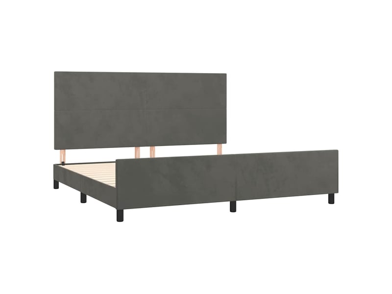 Lit double- lit adulte - cadre de lit sans matelas gris foncé 200x200 cm velours - Conforama C