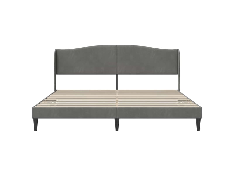 Lit double- lit adulte - cadre de lit avec tête de lit gris foncé 200 x 200 cm velours - Conforama C