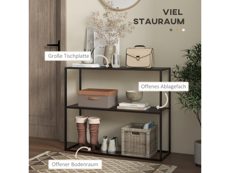  Console d'entrée en acier, 2 niveaux, avec dispositif anti-basculement, 90x30x75 cm  - Conforama B