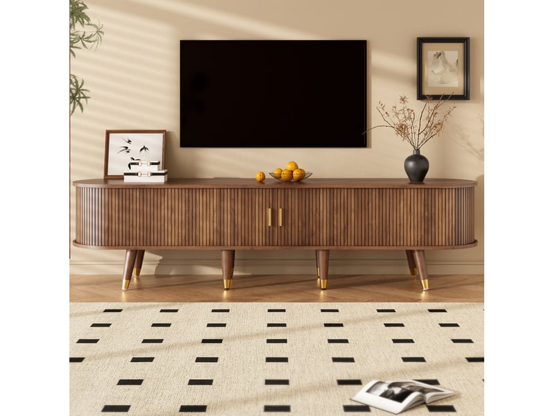  Ensemble de salon 2 pièces avec table basse relevable et meuble tv, finition noyer  - Conforama D