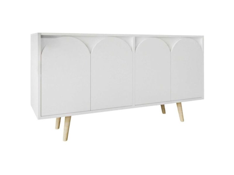  Buffet 4 portes en aggloméré venezia blanc  - Conforama A