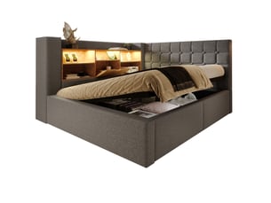 Lit coffre 140x190 cm <strong>OKWISH</strong> <strong></strong> coloris gris