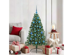 Sapin de noël artificiel, arbre de noël pré-éclairé vert 150 cm pvc shl3399