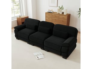 Canapé modulable - 3 places - assise profonde - velours côtelé - mobilier de salon - configuration flexible - design moderne - noir