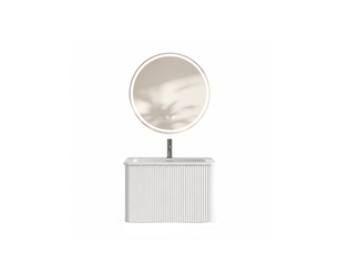 Ensemble meuble de salle de bain suspendu 61 x 46,5 cm - blanc - vasque et miroir led antibuée réglable
