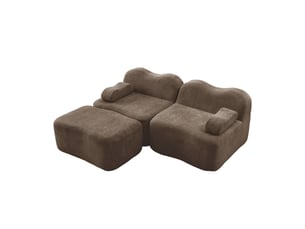 Canapé 2 places avec pouf - 192x167x70 cm - canapé d'angle modulable velours mousse 32d sans structure rigide 550kg - marron