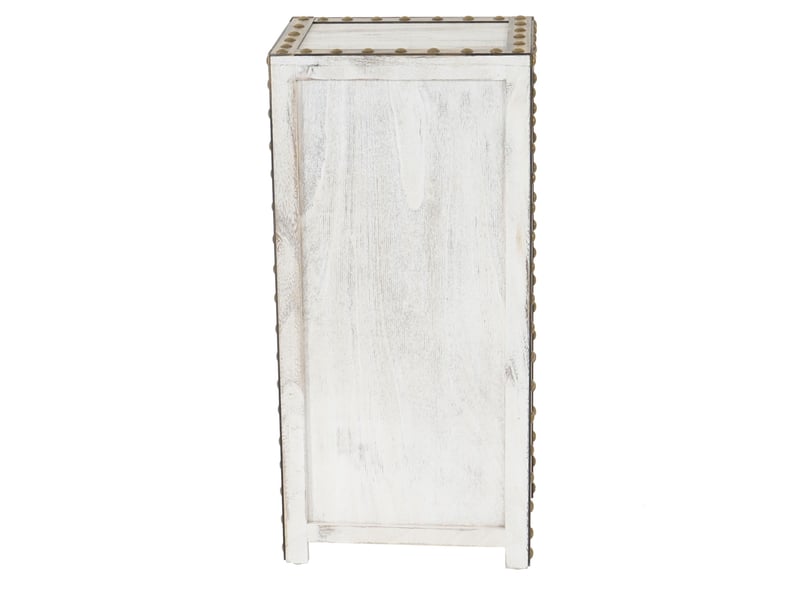  Commode duran, commode à tiroirs, armoire, 4 tiroirs, style shabby, vintage 70x33x26cm - blanc  - Conforama C