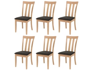 Lot de 6 chaises de salle à manger dossier haut assise rembourrée et protections de sol tissu noir et bois massif 04_0009068