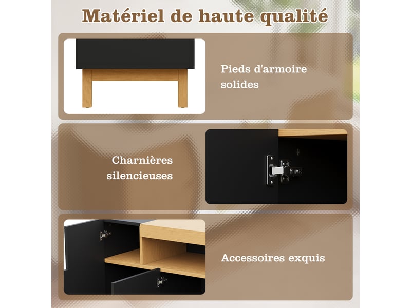 Buffet coloris noir 3 portes ORGL6812S - Conforama D