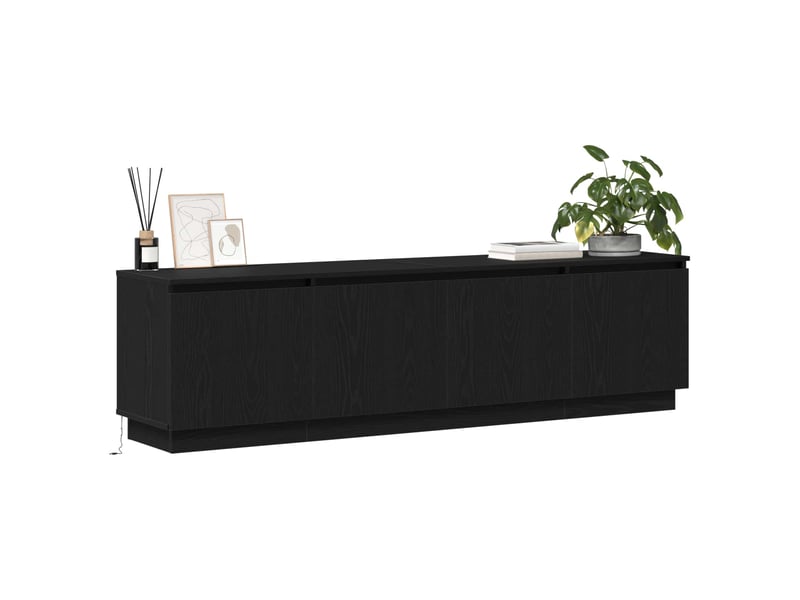  Meuble tv - banc tv - meuble de rangement 180 x 38 x 49 cm chêne noir bois d'ingénierie  - Conforama C