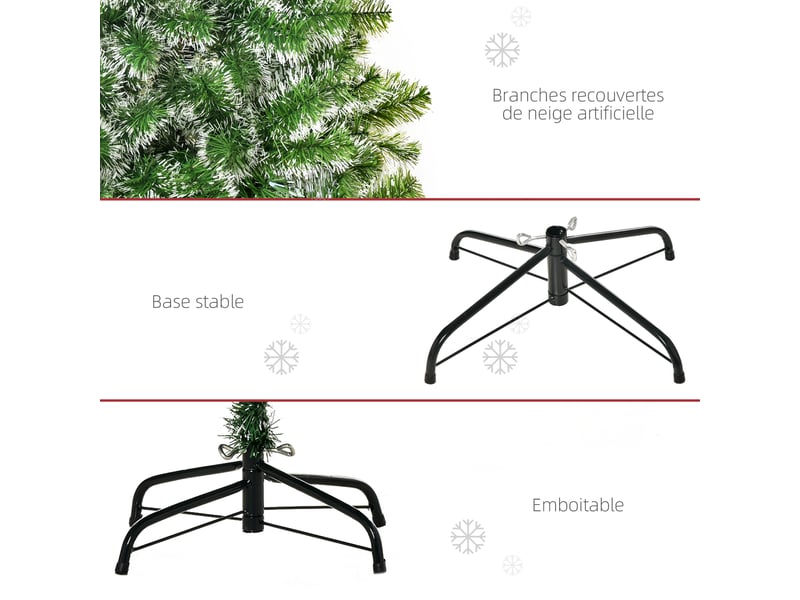  Arbre de noël artificiel scène de neige  75 x 150h cm 416 réplique d'une d'épine branche nordmann grand réalisme  - Conforama W