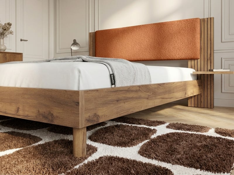  Bobochic lit lior lattes massives pieds en bois naturel jaune 140x190 LIOR - Conforama D