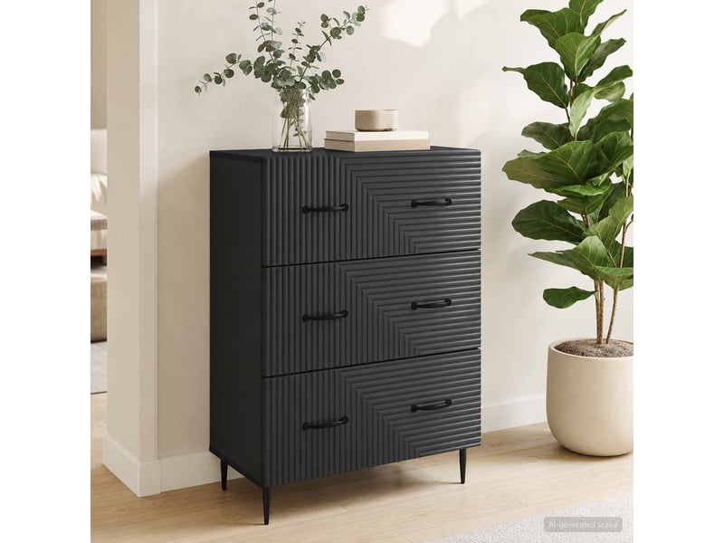  Armoire de rangement bureau, armoire à tiroirs noir 66 x 34,5 x 89,5 cm bois d'ingénierie  - Conforama D