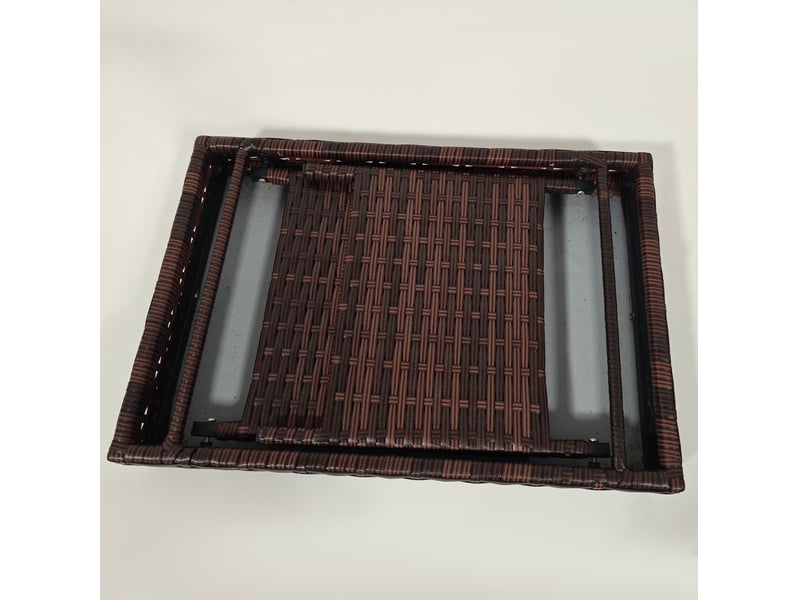  Table d'appoint de jardin pliable 60x41x41 cm marron en rotin, pour balcon, terrasse et camping  - Conforama E