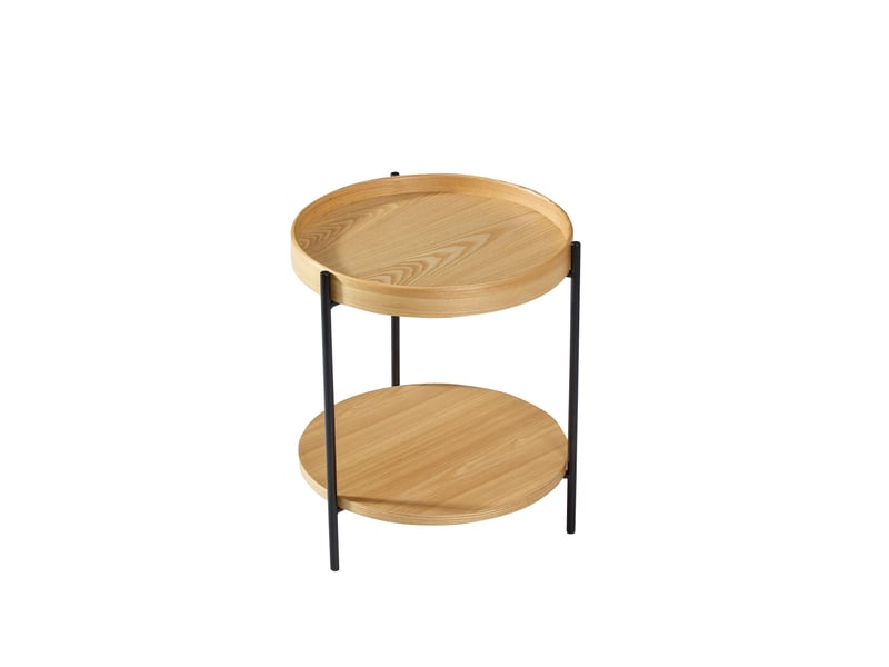  Table d’appoint ronde à double plateau, bois massif et métal, 44x44x48 cm, montage facile  - Conforama D