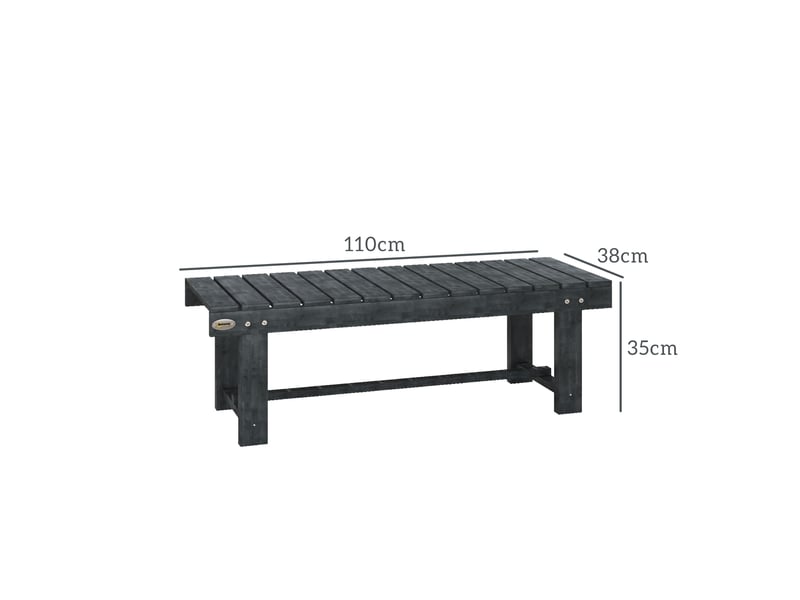  Banc de jardin 2 places imperméable en bois de sapin, 110 x 38 x 35 cm, gris  - Conforama E