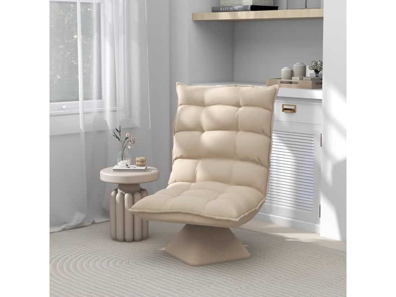  Fauteuil relax grand confort pivotant inclinaison réglable 5 niv. Épais garnissage mousse haute densité tissu velours microfibre beige 839-423V00BG - Conforama B