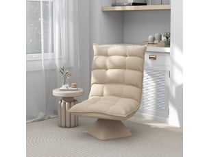 Fauteuil relax grand confort pivotant inclinaison réglable 5 niv. Épais garnissage mousse haute densité tissu velours microfibre beige