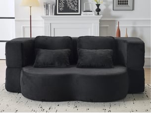 Canapé droit compressé convertible <strong>BIQZUYA</strong> <strong></strong> 2 places Tissu noir