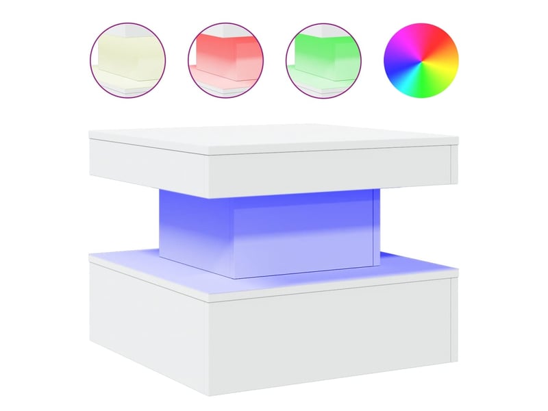  Table basse | table d'appoint salon avec lumières led blanc 50x50x40 cm shl3443  - Conforama A