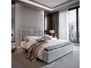 Lit coffre 200x200 cm <strong>MASSENO</strong> <strong></strong> coloris gris