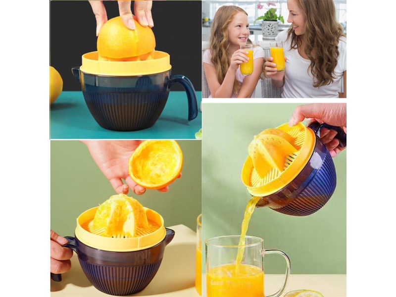  Grand presse-agrumes manuel en plastique - tasse 600 ml avec bec verseur et alésoir rotatif 6 dents  - Conforama D