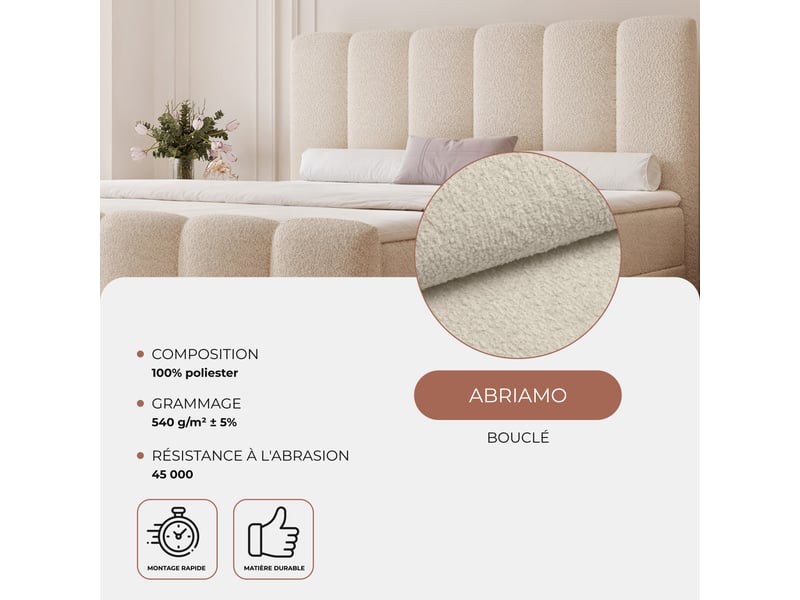  Lit adulte ferrero - 180x200 cm - avec matelas à ressorts - coffre de rangement à ouverture latérale - beige FERRERO - Conforama C